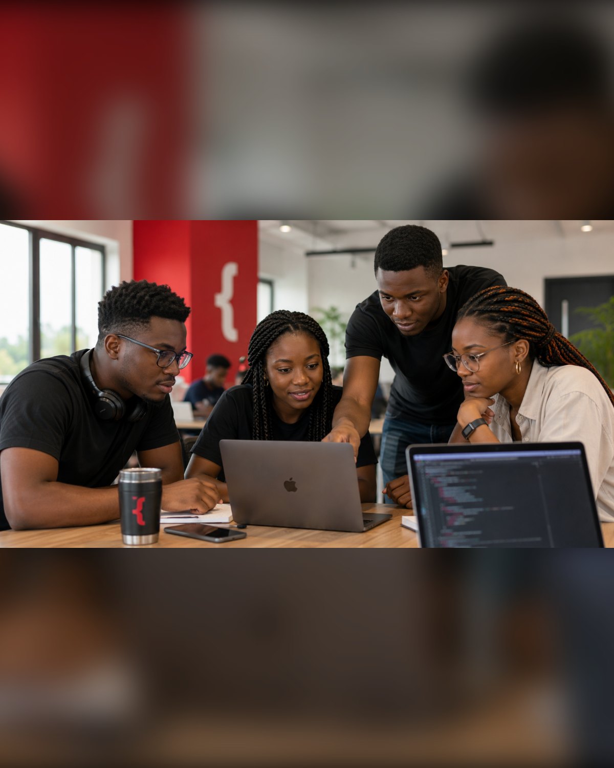 Étudiant·e·s Holberton en binôme sur un projet à Conakry